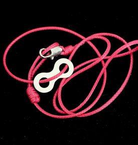  Roze armband met zilveren schakel armband