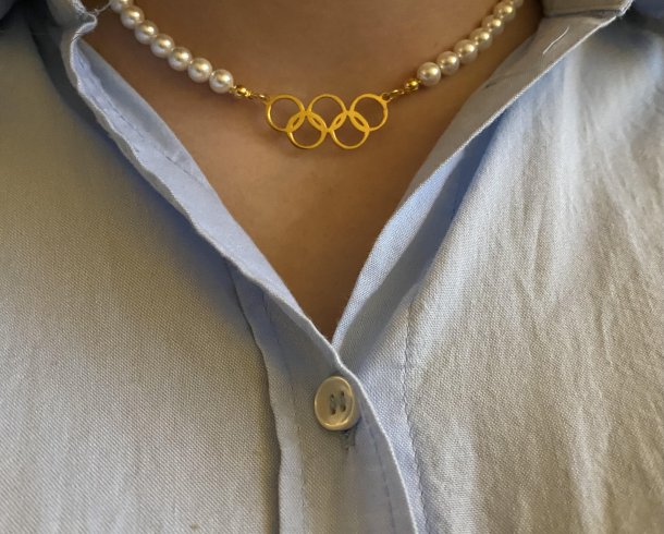 Bestel de Olympische parelketting (verguld) armband