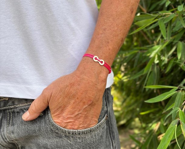 Bestel de  Roze armband met zilveren schakel armband